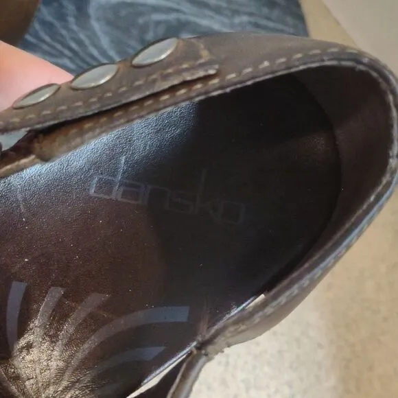 👍 Dansko. Studded Leather Heeled Clogs Size 38     A7