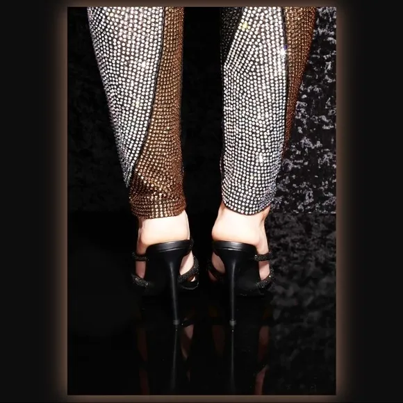 🆕️🆑 EMBELLISHED HEELED MUEL Black Pointed Toe Knotted Detail Strap Stilettos 8