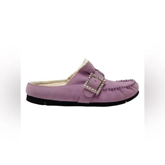 🆕 FREE PEOPLE | SHEARLING AFTER RIDING MULES | LAVENDER | SIZE: EU 39 (US 8.5)