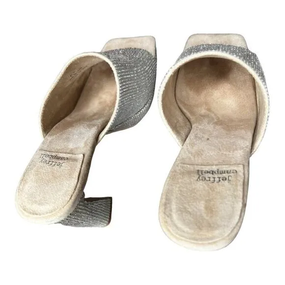 ▶️ Jeffrey Campbell ◀️ Caviar Silver Rhinestone Platform Heels 6.5