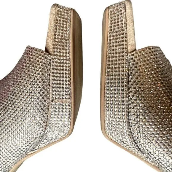 ▶️ Jeffrey Campbell ◀️ Caviar Silver Rhinestone Platform Heels 6.5