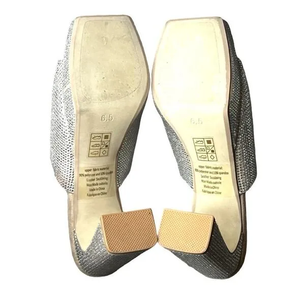 ▶️ Jeffrey Campbell ◀️ Caviar Silver Rhinestone Platform Heels 6.5