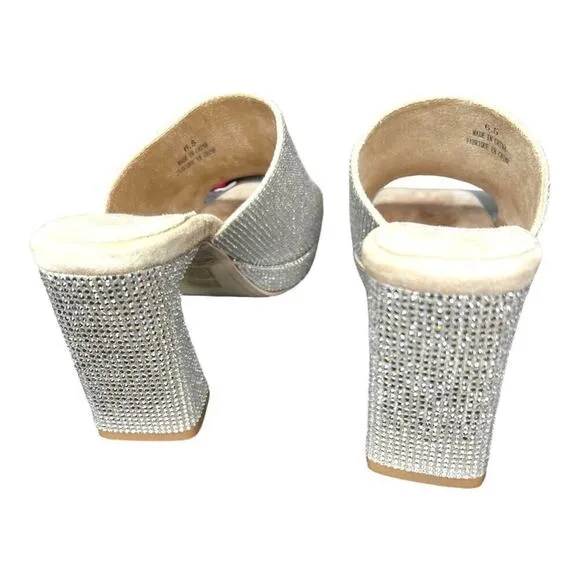 ▶️ Jeffrey Campbell ◀️ Caviar Silver Rhinestone Platform Heels 6.5