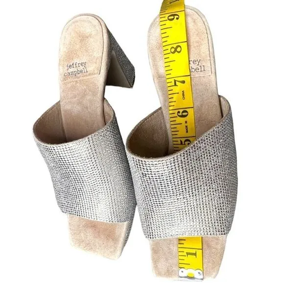 ▶️ Jeffrey Campbell ◀️ Caviar Silver Rhinestone Platform Heels 6.5