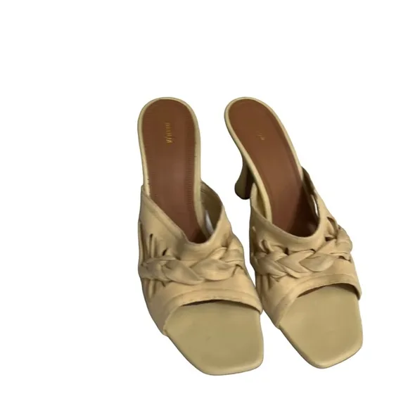 ✨ Neous Braided Cream Braided Open Toe Mules Heels