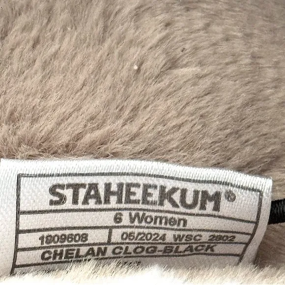 🤩 NWT New Staheekum Chelan Clog Black Suede Slip-On Mules with Buckle 6 Fur