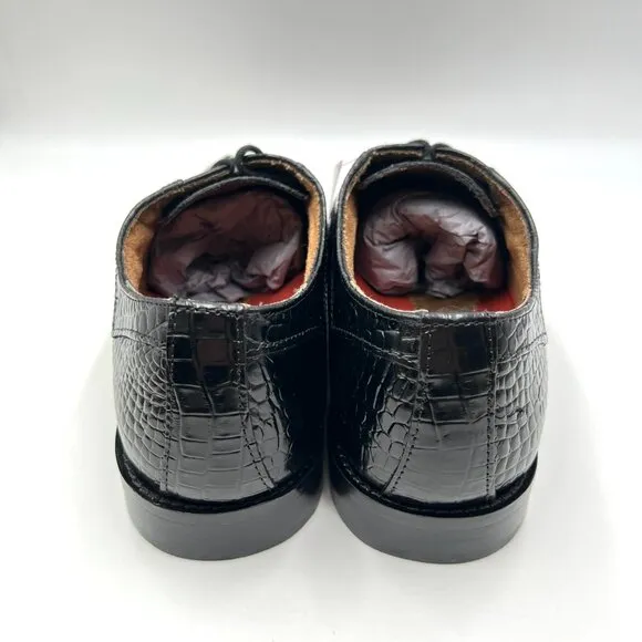 10W 10 WIDE WIDTH Stacy Adams Mens Turano Black Leather Oxfords Dress Shoes