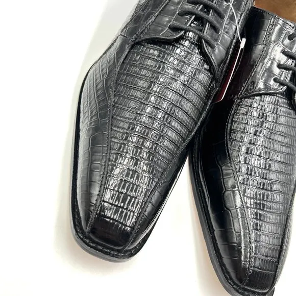 10W 10 WIDE WIDTH Stacy Adams Mens Turano Black Leather Oxfords Dress Shoes