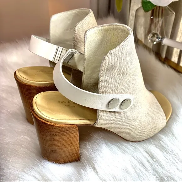 15) RAG &amp; BONE LEIGH NATURAL OPEN TOE SANDALS SIZE 9
