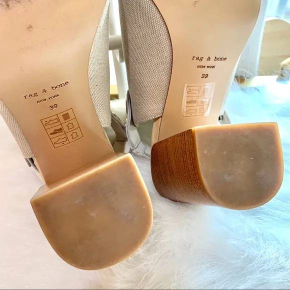 15) RAG &amp; BONE LEIGH NATURAL OPEN TOE SANDALS SIZE 9