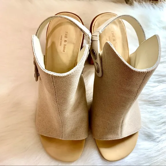 15) RAG &amp; BONE LEIGH NATURAL OPEN TOE SANDALS SIZE 9