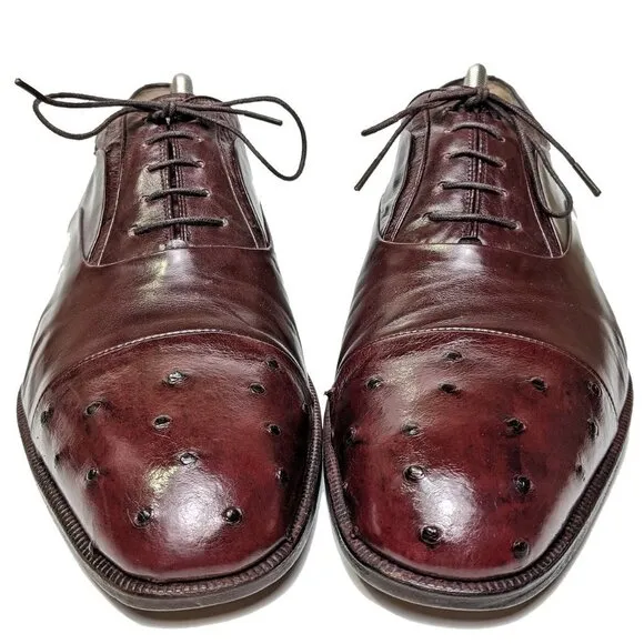 $1700 Moreschi Luxury Genuine Ostrich Skin  Oxfords Sz 11.5