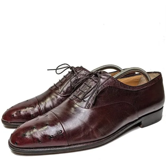 $1700 Moreschi Luxury Genuine Ostrich Skin  Oxfords Sz 11.5