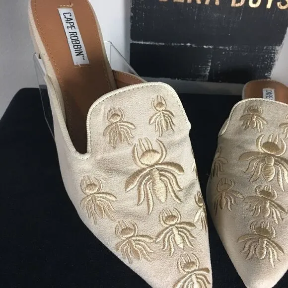 #173 CAPE ROBIN suede bee mules