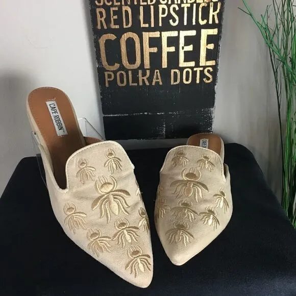 #173 CAPE ROBIN suede bee mules