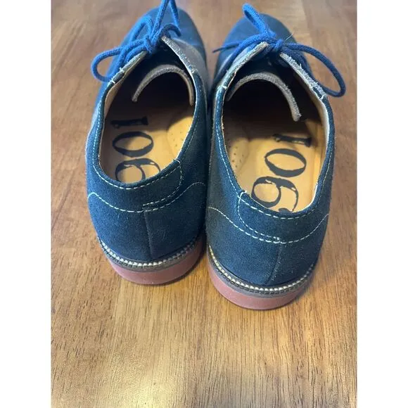 1901 Two-Tone Suede Oxford Dress Shoes Blue Gray‎ Contrast Laces Casual Size 9.5