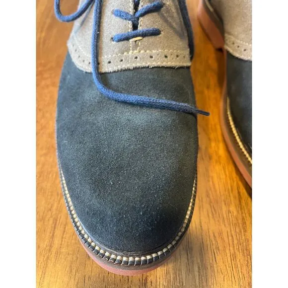 1901 Two-Tone Suede Oxford Dress Shoes Blue Gray‎ Contrast Laces Casual Size 9.5