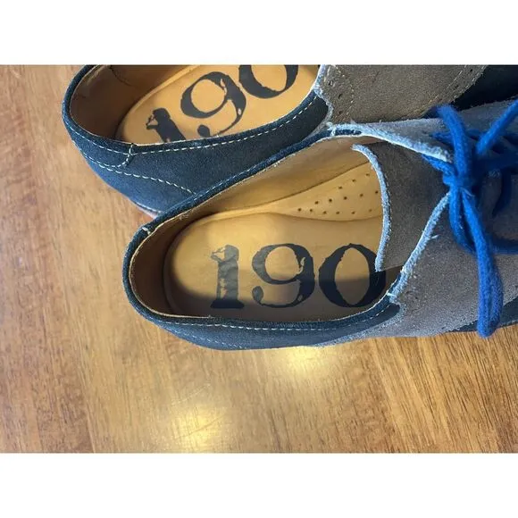 1901 Two-Tone Suede Oxford Dress Shoes Blue Gray‎ Contrast Laces Casual Size 9.5