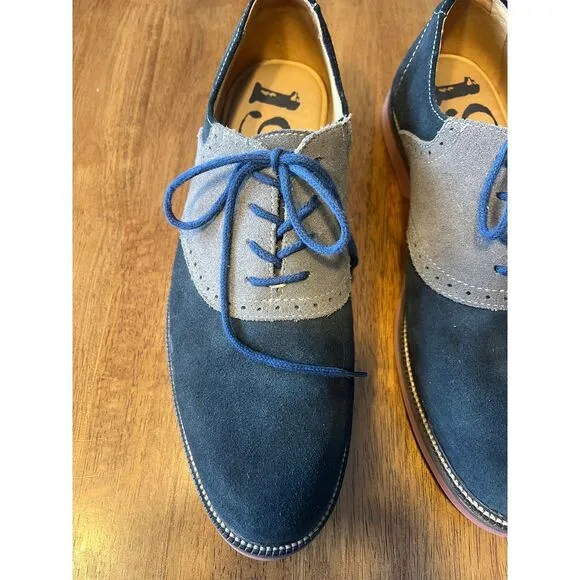 1901 Two-Tone Suede Oxford Dress Shoes Blue Gray‎ Contrast Laces Casual Size 9.5