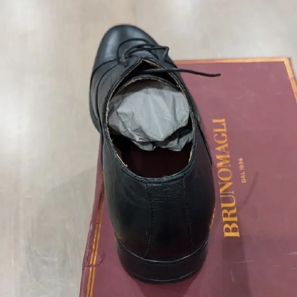 $298 Mens Bruno Magli &quot;Locascio&quot; Leather Cap Toe Oxfords Dark Brown 9.5
