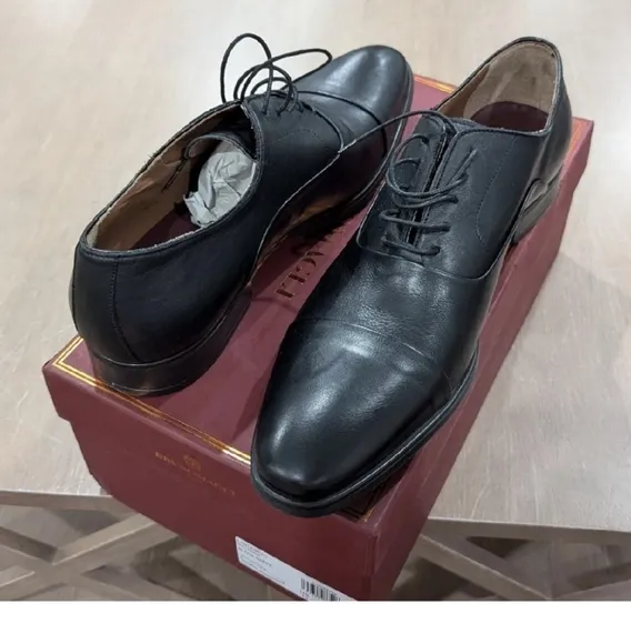 $298 Mens Bruno Magli &quot;Locascio&quot; Leather Cap Toe Oxfords Dark Brown 9.5