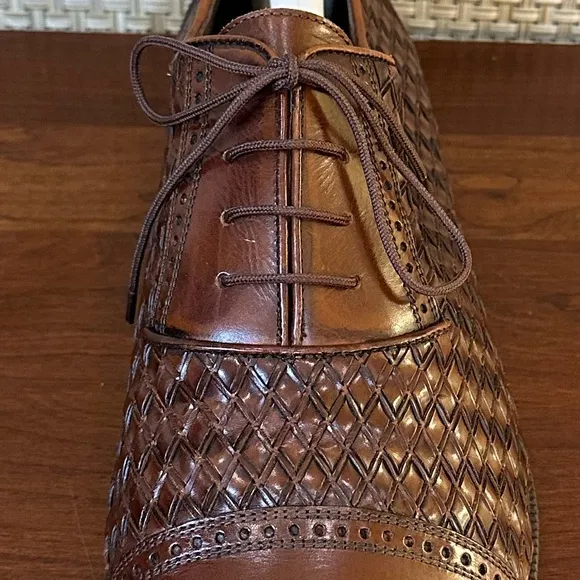 🌟2xHP🌟VTG1980s Cole Haan Bragano Brown Leather Woven Oxfords Vibram Soles Italy