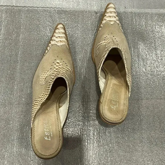 [40/US9]Lavorazione artigiana Pointed Toe Western Slip On Mules-Made in Italy