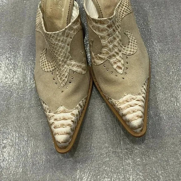 [40/US9]Lavorazione artigiana Pointed Toe Western Slip On Mules-Made in Italy