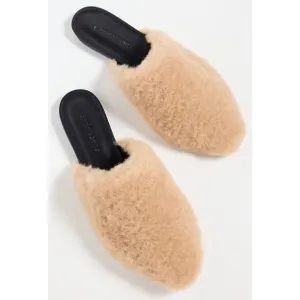 $425 NWOT Jenni Kayne Made in Italy Natural Beige Shearling Mules Size 39