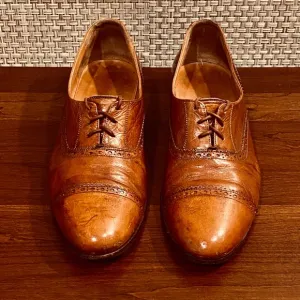 🌟4xHP🌟Polo Ralph Lauren Cognac Leather Tie Shoe Made in Italy 9.5