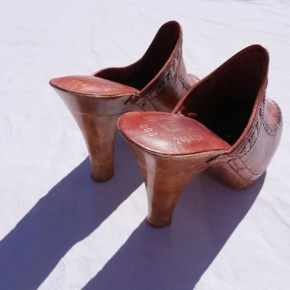 70s wood soles platform mules