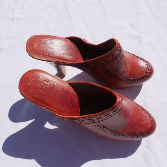 70s wood soles platform mules
