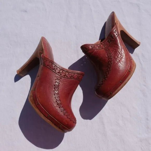 70s wood soles platform mules
