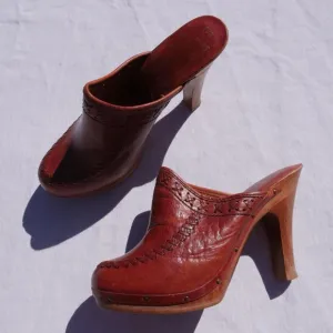 70s wood soles platform mules