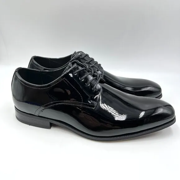9 3E WIDE WIDTH Florsheim Mens Tuxedo Black Plain Toe Oxfords Dress Shoes