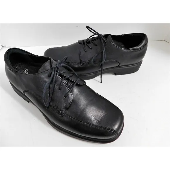 abeo Dawson Black Leather Tie Oxford Comfort Dress Shoes 9.5 M
