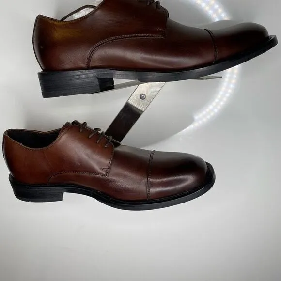 ABEO NEW 8 M N/NEUTRAL KENNETH COLE CLIFF BROWN CAP TOE MENS SHOES OXFORD