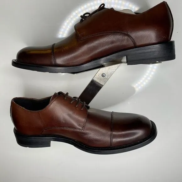 ABEO NEW 8 M N/NEUTRAL KENNETH COLE CLIFF BROWN CAP TOE MENS SHOES OXFORD