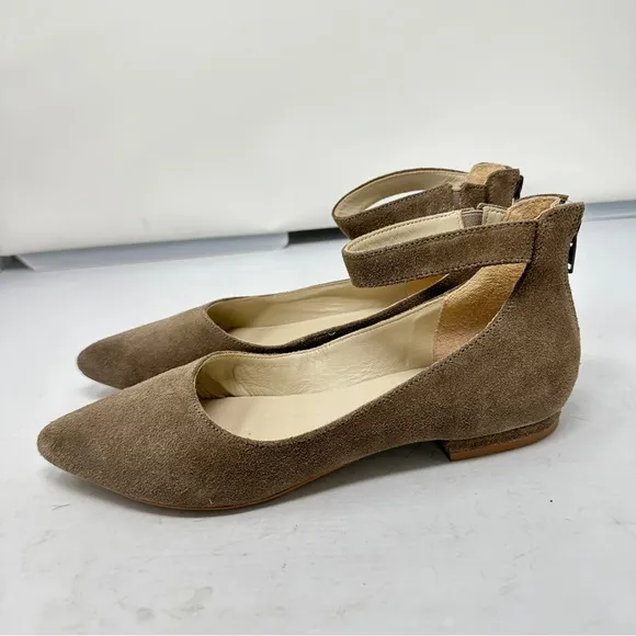 ABLE Ashleigh Mary Jane Suede Flats Size 8 Taupe Classic Minimalist Neutral