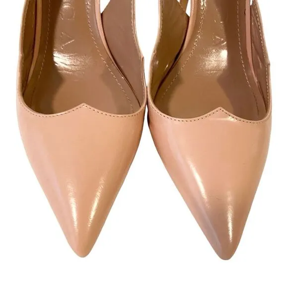 A.Bocca Nude Pink Sling Pump Heels  Pointed Toe Made in Italy in Size 37.5