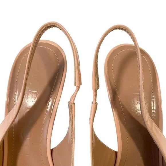 A.Bocca Nude Pink Sling Pump Heels  Pointed Toe Made in Italy in Size 37.5