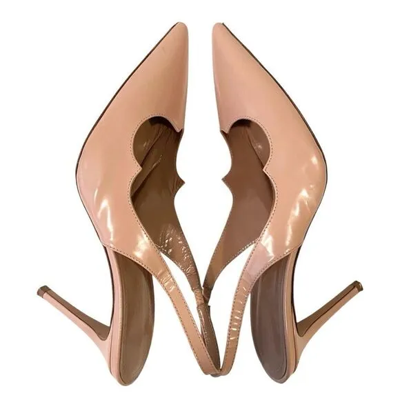 A.Bocca Nude Pink Sling Pump Heels  Pointed Toe Made in Italy in Size 37.5