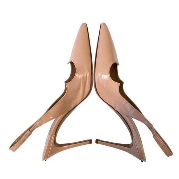 A.Bocca Nude Pink Sling Pump Heels  Pointed Toe Made in Italy in Size 37.5