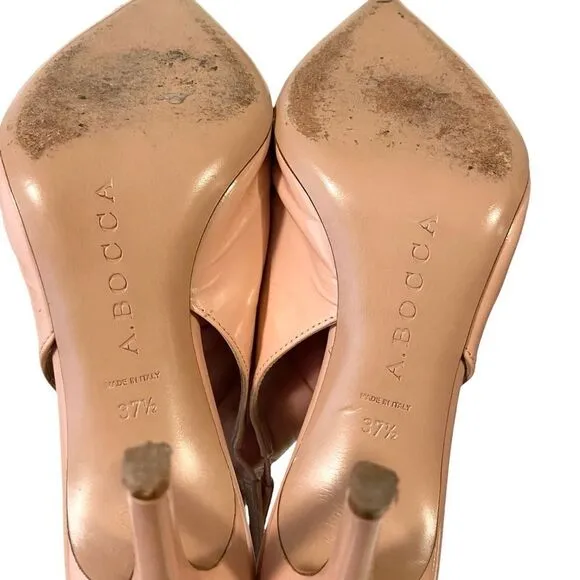 A.Bocca Nude Pink Sling Pump Heels  Pointed Toe Made in Italy in Size 37.5