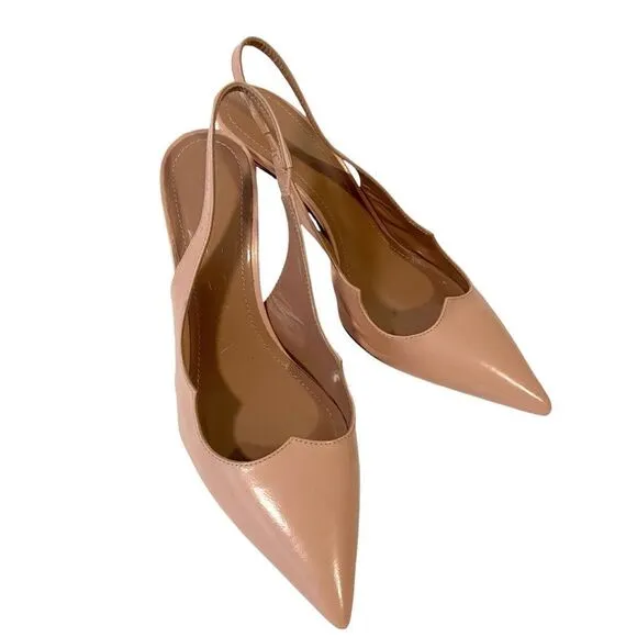 A.Bocca Nude Pink Sling Pump Heels  Pointed Toe Made in Italy in Size 37.5