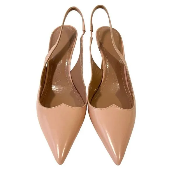 A.Bocca Nude Pink Sling Pump Heels  Pointed Toe Made in Italy in Size 37.5