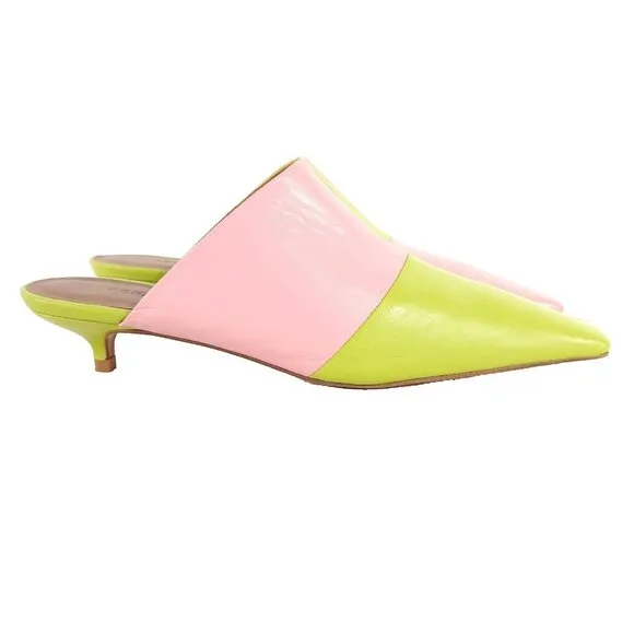 Abra Lord Mules 38 8 Womens Pink Green Kitten Heel $360