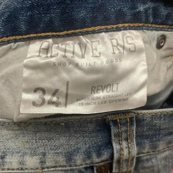 Active R/S super slim straight leg mens jeans size 34
