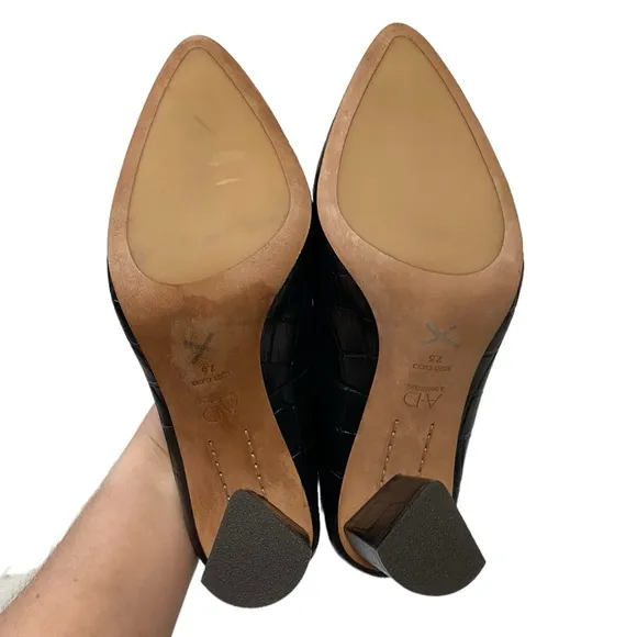 AD &amp; Daughters Esmea Croc Printed Spring Easter Chic Leather Pumps Black 7.5