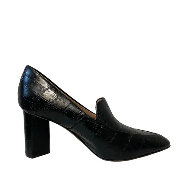 AD &amp; Daughters Esmea Croc Printed Spring Easter Chic Leather Pumps Black 7.5